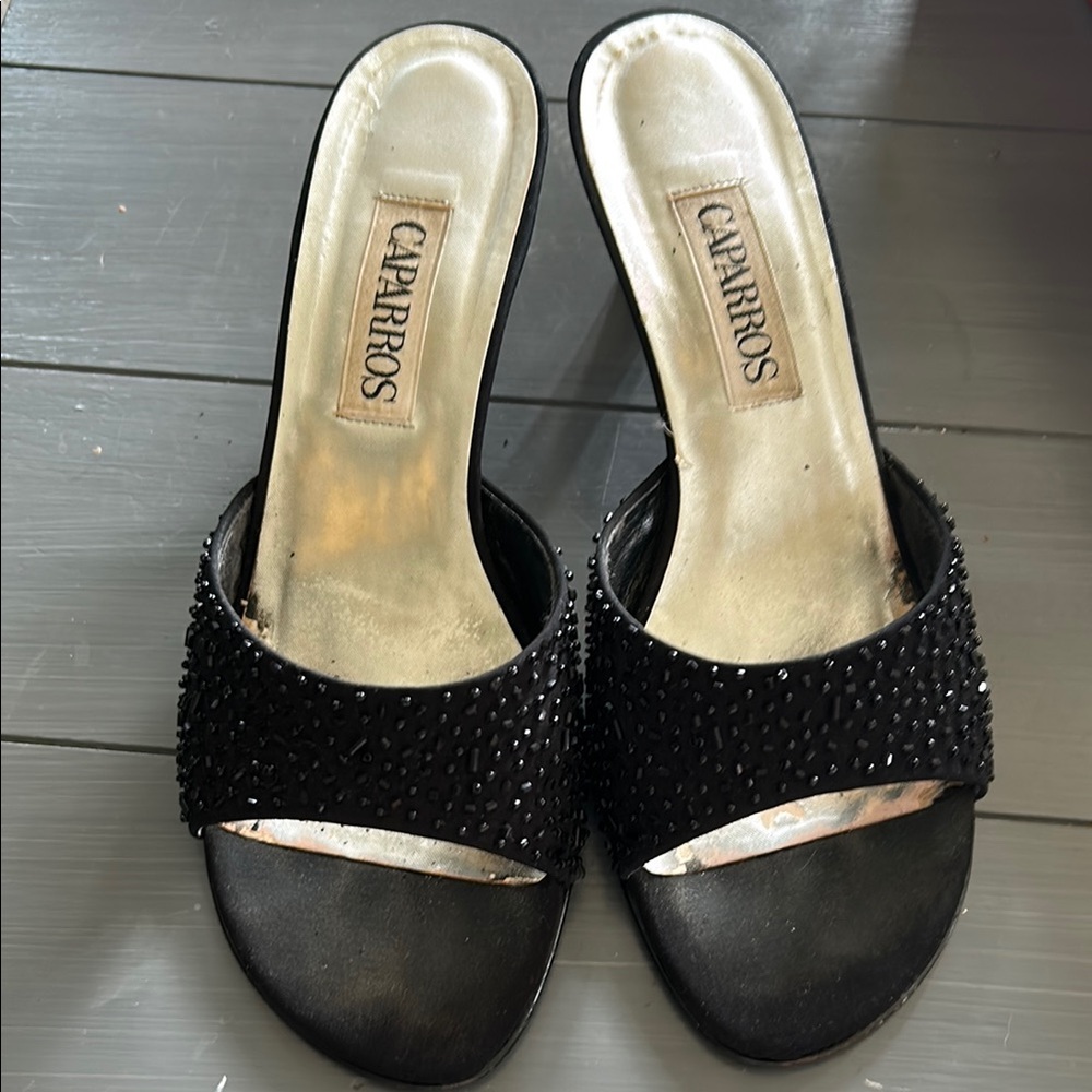 Caparros Black Beaded Heels - Picture 4 of 7